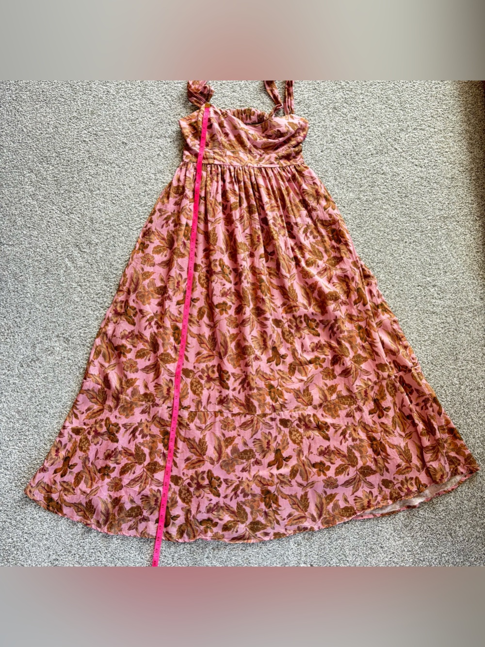 Amalie Pink Floral Tencel Halter Open Back Midi Dress US 2 - Picture 12 of 14